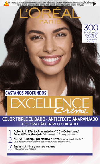 Coloracion 300 Castano Oscuro Profundo Excellence Creme Brunette